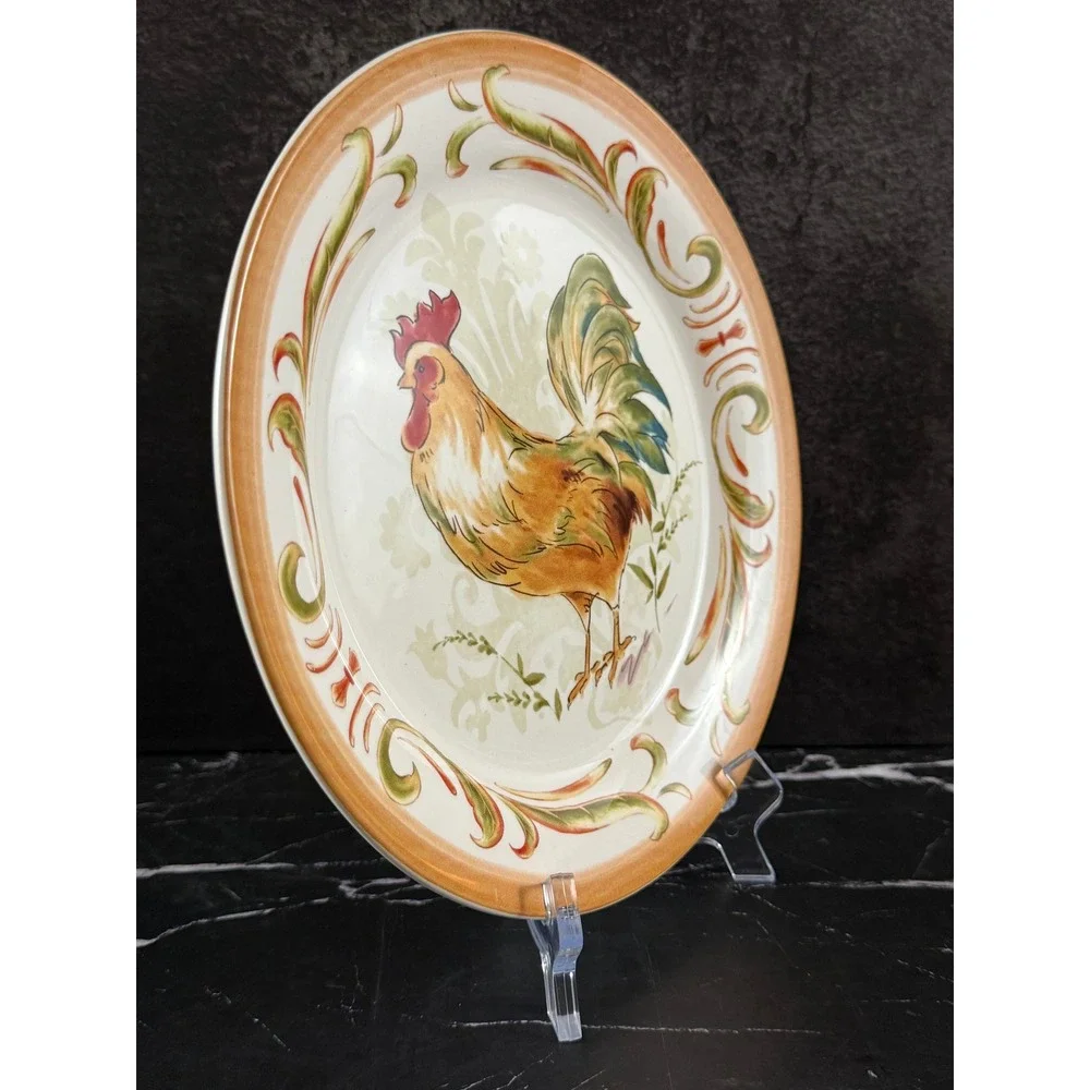 Vintage Pier 1 Imports Hand Painted Ironstone Yellow Rooster 8 7/8in Plate